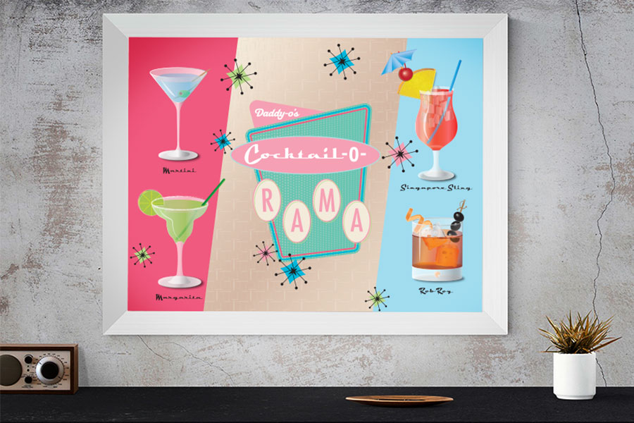 Philip Gordon digital illustration for cocktail menu.